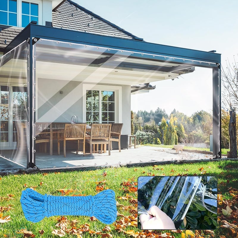 HOLAA Clear Tarp,3x6ft Clear Tarps Heavy Duty Water Resistant with Reinforced Edge,14Mil Thickened Transparent Tear Resistant Water Resistant PVC Vinyl Tarp Enclosure for Patio,Greenhouse Outdoor - Image 1